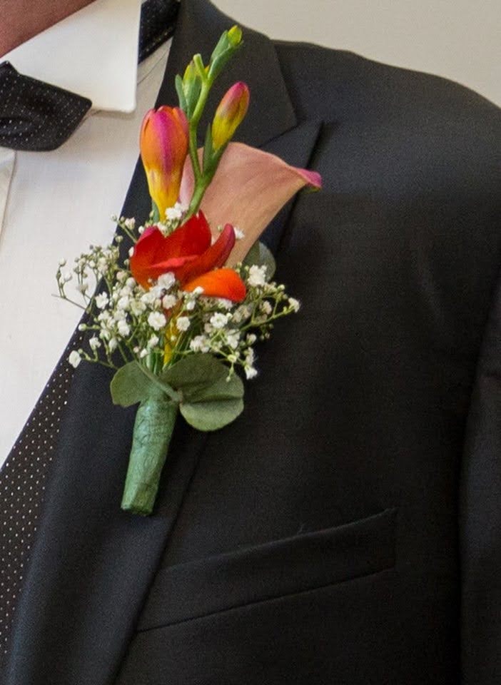 Boutonniére fleurs marié callas rose Rouen