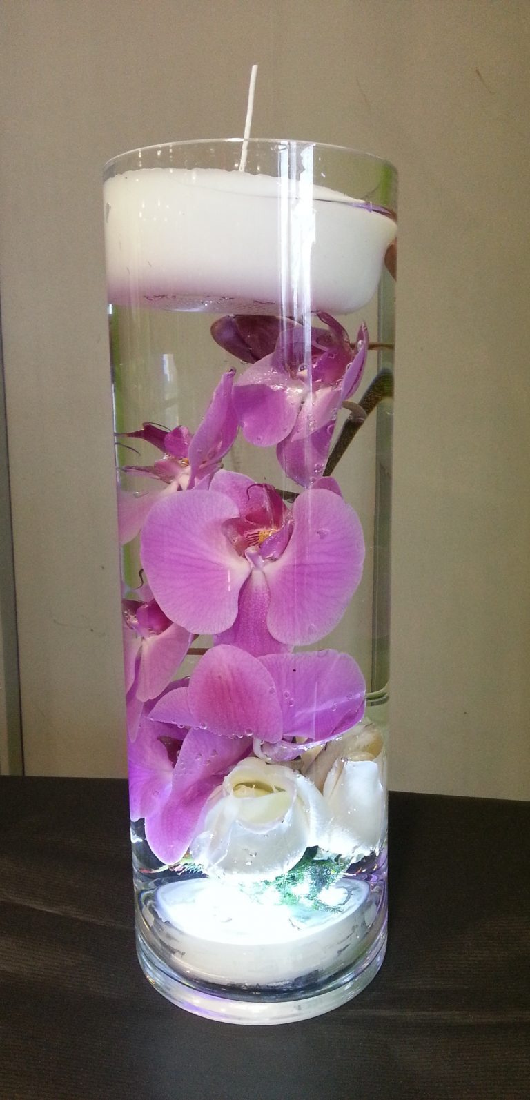 orchidée rose dans vase plongé mariage Rouen