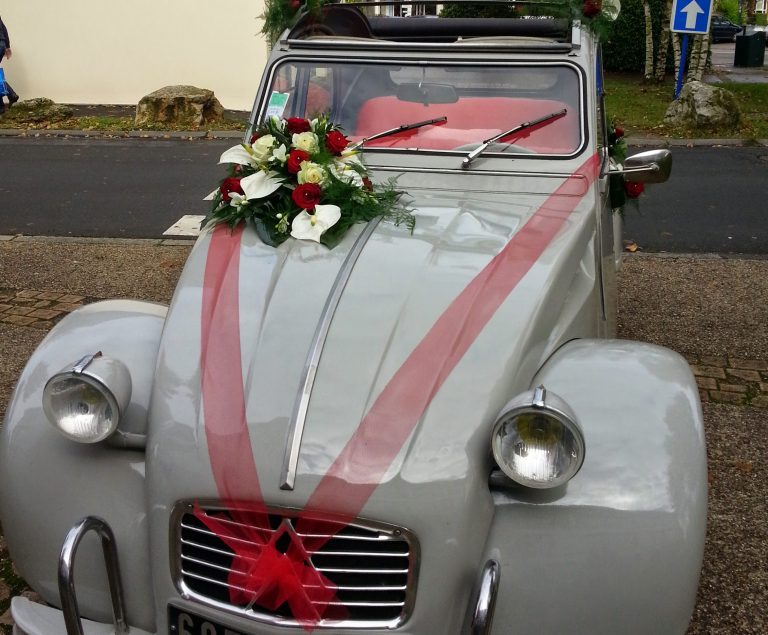 composition florale devant de voiture et poignée Rouen