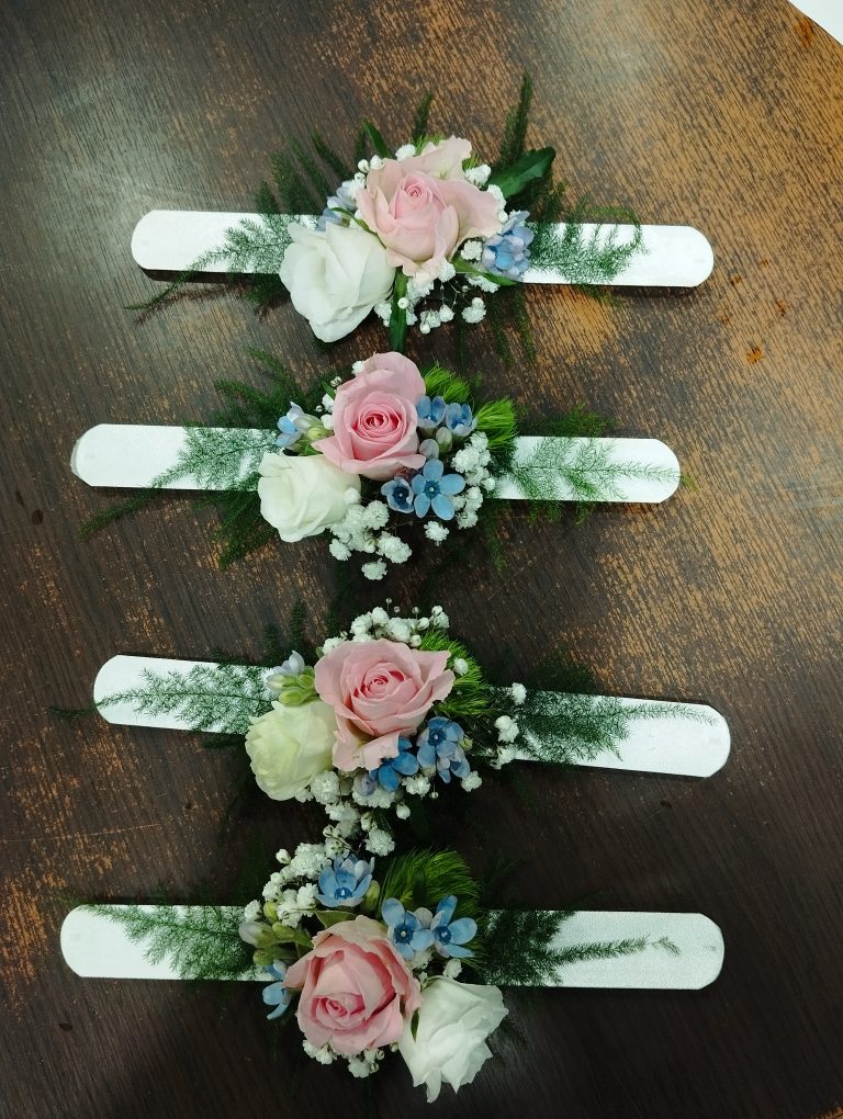 bracelet demoiselle d'honneur rose et vert blanc Rouen